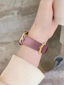 Fashion Designer D Letter Gold Metal Decor Soft Brown Strap Compatible With Apple Watch Ultra 2 1 SE S9 8 7 6 5 4 3 2 1 Series Unisex Replacement Watch Band Smartwatch 38mm 40mm 41mm 42mm 44mm 45mm 49mm - Dusty Pink - View 7