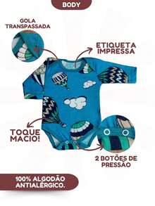 Kit 03 Long Sleeve Bodysuit Printed 100% Cotton Mesh Baby Girl - 查看 2