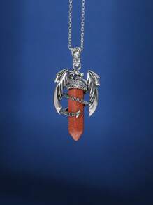 1 Pc Punk Teen Pterosaur Bullet Pendant Necklace Colorful Crystal Bullet Pterosaur Necklace Holiday Jewelry