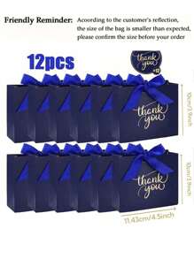12 piezas/24 piezas Bolsas de regalo pequeñas de 4.5"X1.8"X3.9" para agradecer, mini bolsas de dulces con lazos, perfectas para fiestas, cumpleaños, favores de boda y despedida de soltera, regalos para invitados de boda, cajas de regalo, decoración para recepción de bodas, regreso a la escuela, Día de San Valentín