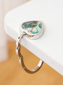 1pc Heart-Shaped Women Bag Hanger, Multi-Color Marble Keychains Made Of Alloy Material, Home And Travel Organizer - Multicolor - View 13