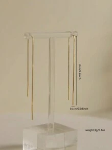 2件套黄金首饰：优雅流苏盒链耳环，独特高端女士耳环，精美礼品 - 金黃色 - 查看 5