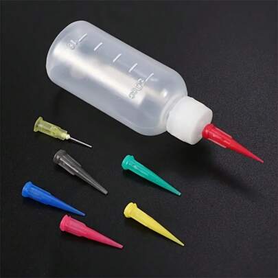 Juego de 7 botellas de plástico con diferentes boquillas - Multiuso para decoración de pasteles, repostería y pintura artística, redondas, sin olor, lavar a mano - Herramientas artesanales y culinarias