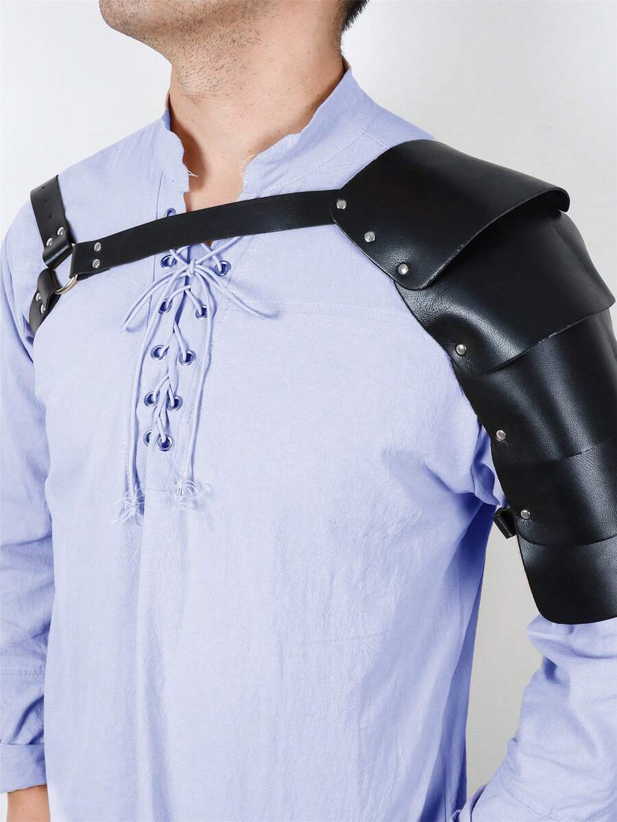 Retro Medieval Armor PU Leather Harness Man Goth Shoulder Armour Viking ...