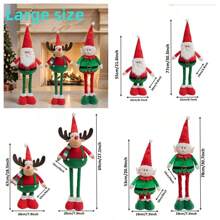 Papai Noel vermelho e verde de Natal, enfeites de boneca de pelúcia de renas