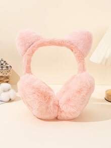 1pc Unisex Teens Plush Cat Ear Earmuffs, 3D Cute Design, Warm & Foldable, Suitable For Autumn/Winter Daily Wear, Outdoor Activities, Skiing, Hiking, Cosplay, Parties, Christmas, Thanksgiving - Short Cat Ear Earmuffs - View 5