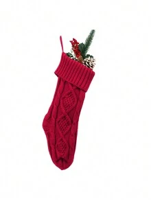 （定制）1 件个性化刺绣针织圣诞袜、圣诞装饰、礼品袋、适合圣诞节、圣诞节 - 彩色 - 查看 6