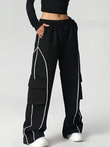 1pc Teen Girl Loose Casual Versatile Solid Outdoor Leisure Sports Workout Cargo Pants, Spring/Fall