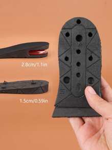 1 Pair Of Height-Increasing Insoles And Half Insoles Solid Raised Comfortable Anti-Slip Insole Try Sports Shoes, Hiking Shoes, Casual Shoes, Leather Shoes, Suitable For All Kinds Of Shoes Shoe Booster Pad - Black - View 4