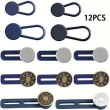 12 botones de expansión para extender el cuello de los jeans, botón de expansión instantánea sin costuras para la cintura de los pantalones, cinturón de expansión de cintura de pantalones para hombres y mujeres