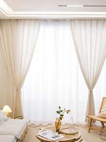 1pc Modern Minimalist Style Japanese Linen Sheer Curtain, Thickened Translucent Privacy Protecting Sun Shade For Balcony, Living Room, Bedroom, Lightweight