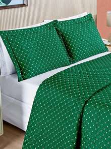 3-Piece Bedspread Kit Double\Queen\King - Quilted Finish - Double Sided - Percale 200 Thread Count Ravena - màu xanh lá - Xem 1