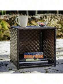 3PC Patio Outdoor Chairs Set With Table, Outdoor Wicker Furniture Set For Lawn - 棕色/米色 - 查看 9