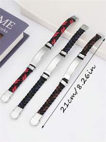 1pc Customizable Braided Rope Bracelet, Stainless Steel Couple Bangles, Engraving Available, Gift