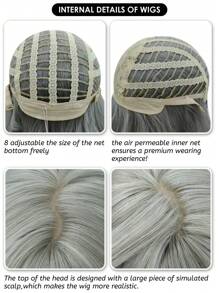 alicegarden 1 Synthetic Heat-Resistant Long Curly Cream Gray Wig ,With Bangs, 28 Inches Long, Made Of Fiber, Suitable For Daily Use, Natural And Realistic Wig(Excluding Accessories)