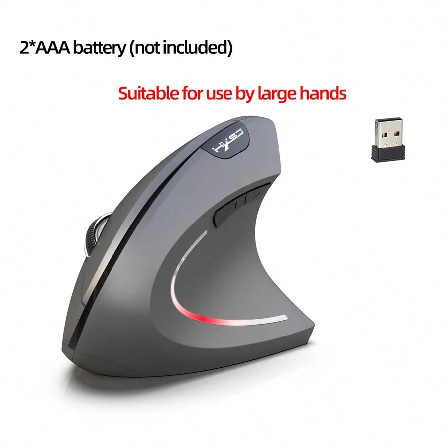 Hxsj 2.4g Ergonomic Wireless Vertical Mouse (2400dpi, Adjustable Led) Without Battery, Suitable For Home Office Use