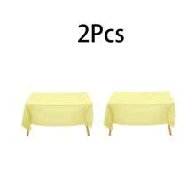 5pcs Disposable Party Tablecloth PE Plastic Solid Yellow Table Cover For Birthday Sweet Dessert Table Celebration Party Supplies,Christmas - Yellow - View 6
