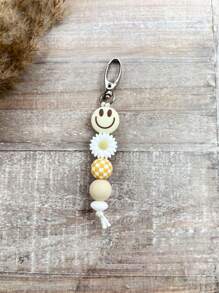 1pc Cute Daisy Plaid Beaded Keychain, Backpack Hanging Accessory, Key Anti-Loss Chain Wristlet, Gift For Friends Car Accessories Bag Charm School Goth Y2k Bag Lanyards With Id Holder Car Accessories Bag Charms - Multicolor - View 11
