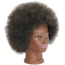 Kinky Curly 100% Real Human Hair Mannequin Head For Hairdresser Practice Afro Cosmetology Manikin Doll Head Styling Hair Extension Braiding Bleaching Dyeing Updos With Table Clamp Stand - màu đen - Xem 2