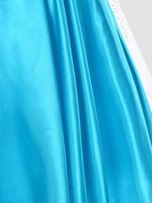 Young Girl Blue Scale Pattern Long Sleeve Trailing Party Dress - Multicolor - View 6