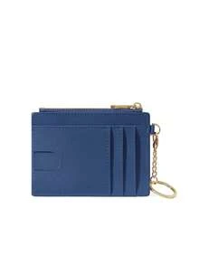 Ultra Thin Faux Leather Mini Wallet With Keychain - Lizard Texture, Zipper Coin Purse And Card Slots, Multi-Slot Compact Card Holder - one-size - View 14