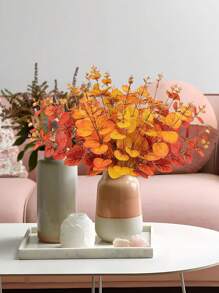 3 Zweige künstliche Eukalyptuszweige, künstliche Eukalyptusblätter als Herbstdekoration für Zuhause, Hochzeit, Erntedankfest, Herbstdekoration, künstliche Pflanzen für Blumenarrangements