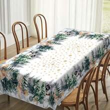 1 bộ đồ trang trí Giáng sinh bao gồm Rừng thông, Nhà gỗ, Khăn trải bàn in hình bông tuyết, Đồ trang trí bàn ăn, Khăn trải bàn hình chữ nhật trừu tượng cho buổi dã ngoại hoặc tiệc ngày lễ Đồ trang trí Giáng sinh, Đồ dùng cho tiệc Giáng sinh - Nhiều màu - Xem 22