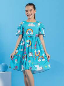 Unicorn Dress For Kids, Blogger Girl Clothing, Sizes 4, 6, 8, 10, 12, 14, Fresh And Light Immediate Shipping Party Fashion - 彩色 - 查看 1