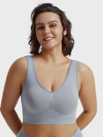 1 件女士加大码无钢圈聚拢文胸，性感舒适