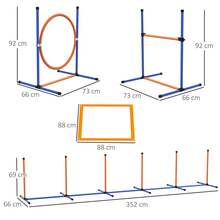 Conjunto de treinamento de agilidade para cães PawHut 4 peças Conjunto de agilidade para cães com pontas de slalom, área de descanso, cerca e anel de salto laranja e azul - Azul - Ver 7