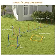 Conjunto de treinamento de agilidade para cães PawHut 4 peças Conjunto de agilidade para cães com pontas de slalom, área de descanso, cerca e anel de salto laranja e azul - Azul - Ver 3