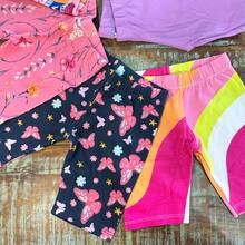 Kit 4 Girls' Knee-Length Cycling Shorts In Cotton Assorted Prints - Nhiều màu - Xem 3