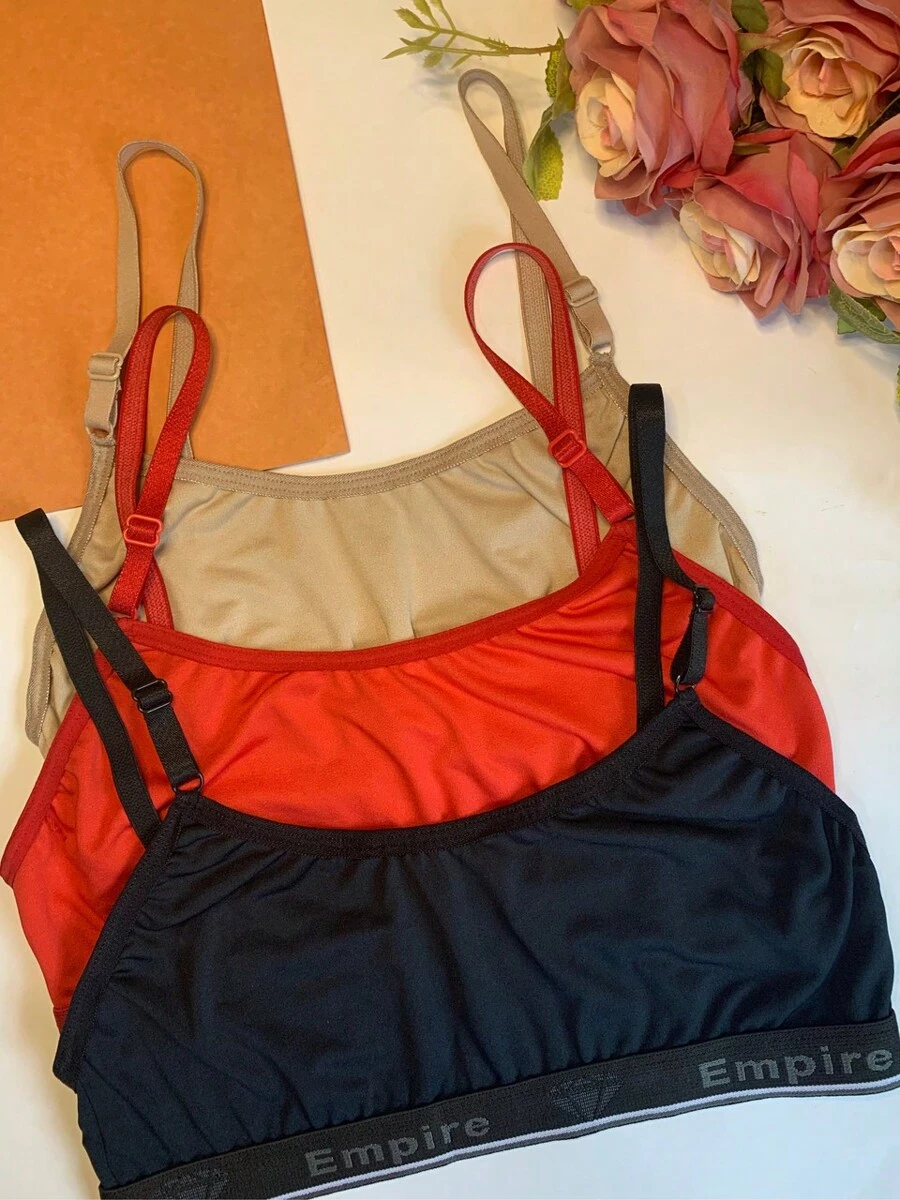 Kit 3 Women's Top Lined Microfiber Adjustable Straps Non-Padded Bra Fitness Top Adult Youth