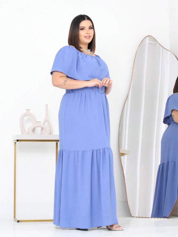 Vestido Plussaize Ciganinha em Duna c cinto G2