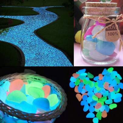 Glow In The Dark Garden Pebbles Stones For Yard And Walkways Decor,Luminous Pebbles, DIY Decorative Luminous Stones,Greate A Magical Garden,Aquarium Decoration,Landscaping,Christmas Decorations Or Wedding Decoration.(0.8inch-1.2inch)