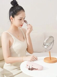 1 pieza Estuche de silicona para almacenar brochas de maquillaje, a prueba de polvo y agua, compacto y portátil para brochas de maquillaje, lápices de cejas, rímel y otros artículos de maquillaje - Bolsa de maquillaje, organizador de maquillaje, artículos escolares