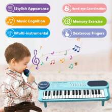 Kids Piano Keyboard With Microphone, 37 Keys Portable Electronic Keyboards For Beginners, Musical Toy For 3/4/5/6 Year Old Girls Boys, Learning Musical Toys For 3 4 5 Year Old Boys Girls Birthday Gifts, Early Education Music Toddlers Children Toys Gifts For 3 4 5 6 7 8 9 10 11 12 Years Old Girls, Multiple Color, Pink/Blue/Rose - Nhiều màu - Xem 7