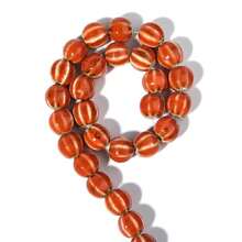 20 PIEZAS Abalorios cerámicos con forma de calabaza a rayas, abalorios esmaltados florales multicolores para hacer joyas, abalorios sueltos espaciadores DIY Accesorios