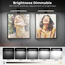 1Pcs Picture Light, Rechargeable Battery Operated Led Painting Light With Remote Control Dimmable And Timer, Wireless Art Display Light For Wall Painting, Picture Frame, Artworking Portrait, Dartboard - 黑色 - 查看 6