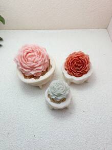 1pc Peony Handmade Soap, Aromatherapy Candle, Epoxy Resin Silicone Mold For DIY - Grey - View 3