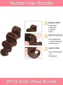 3PCS Bundles Brown Color Body Wave Human Hair Bundles Unprocessed  Virgin  Hair Weave Extensions Remy Hair Bundles - S35 - View 4