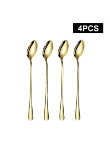 2/4/6/12pcs Stainless Steel Long Handle Ice Cream Spoons, Mixing Spoons, Stirrers Suitable For Home, Cafe, Bar, Party Christmas Gift,School Supplies - Gold - View 6