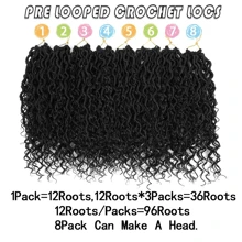 Goddess Locs 钩针发 14 英寸，1/3/8 包仿 Locs 钩针发，女士预成环，波西米亚风钩针发，末端卷曲，1B - 黑色 - 查看 5