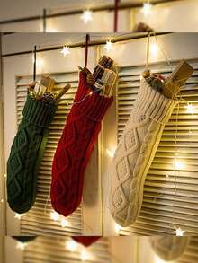 （定制）1 件个性化刺绣针织圣诞袜、圣诞装饰、礼品袋、适合圣诞节、圣诞节 - 彩色 - 查看 3