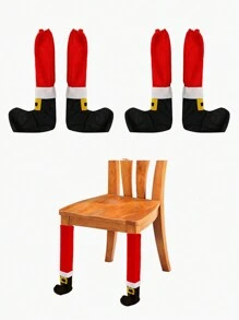4pcs Santa Claus Chair Leg Covers Christmas Party Holiday Decorations,Christmas - Red - View 2