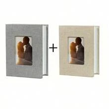 Álbum de fotos de boda de lona elegante de 6 pulgadas, con 100 bolsillos - Ideal para aniversarios, graduaciones, recuerdos de fiestas - Hermosa tela cubierta, disponible en blanco, rojo, negro, beige, gris, azul, gran regalo de cumpleaños - Multicolor - Ver 13