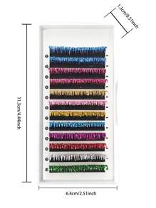 aHoneya 1 Case 12 Rows Glitter Eyelash Summer Colorful Shiny Lashes Wedding Concert Party Eye Lash 10-15mm Silvery Blue Green Purple Pink Yellow Gold Eyelashes