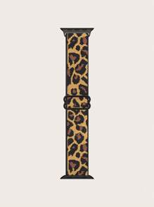 1pc Nylon Watch Band Fit For 38/40/41/42/44/45/49mm Apple Watch SE/Series 9/8/7/6/5/4/3/2/1/Ultra 2, Elastic Rope, Canvas Strap, Rainbow, Bohemian, Leopard Print, Animal Footprint Design