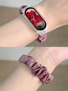 2-In-1 Scrunchie Strap & Transparent Protective Case Compatible With Xiaomi Mi Band 3/4/5/6/7/8/9/10, Band 3/4/5/6/8/9/10 NFC, Suitable For Women - Heart Purple - View 16