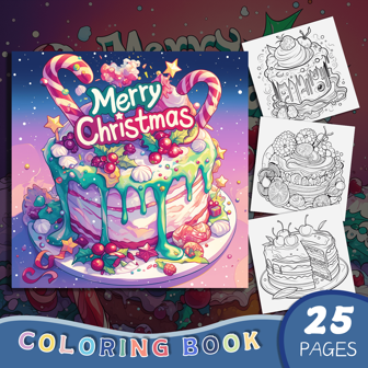 1 PC Christmas Elements Theme Coloring Book,Original Upgraded Paper Thickened 25 Pages Coloring Books Can Be Used As Gifts For Christmas, Thanksgiving And Other Holidays, Relieve Stress Kill Time Graffiti Painting Drawing Art Book